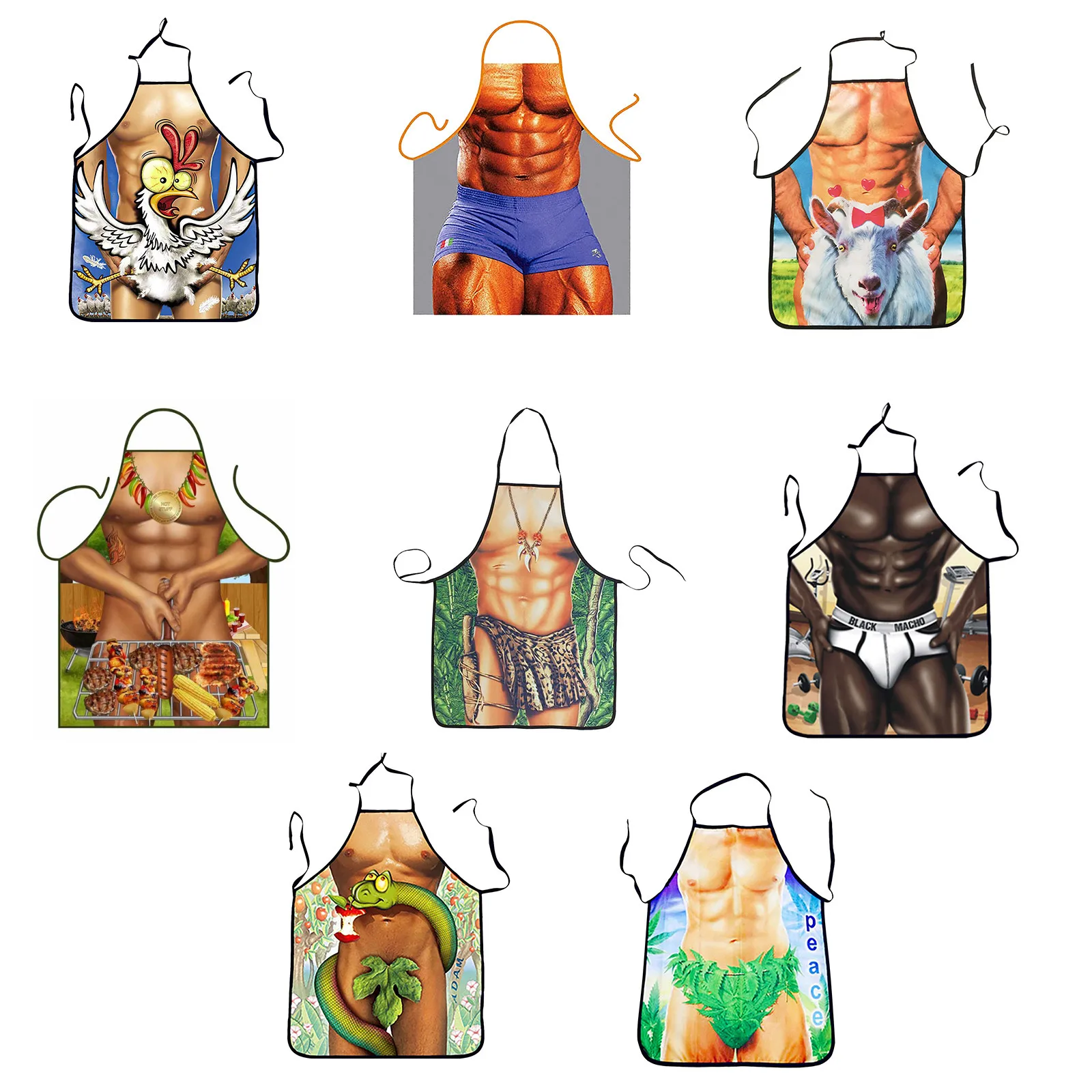 

# Apron Kitchen Restaurant Cooking Bib Aprons 1pc Adult Household Kitchenapron Fun Printing Household Cleaning Apron