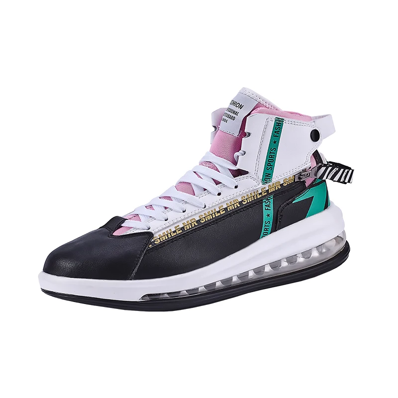 Мужские кроссовки на воздушной подушке Нескользящие с высокой подошвой граффити