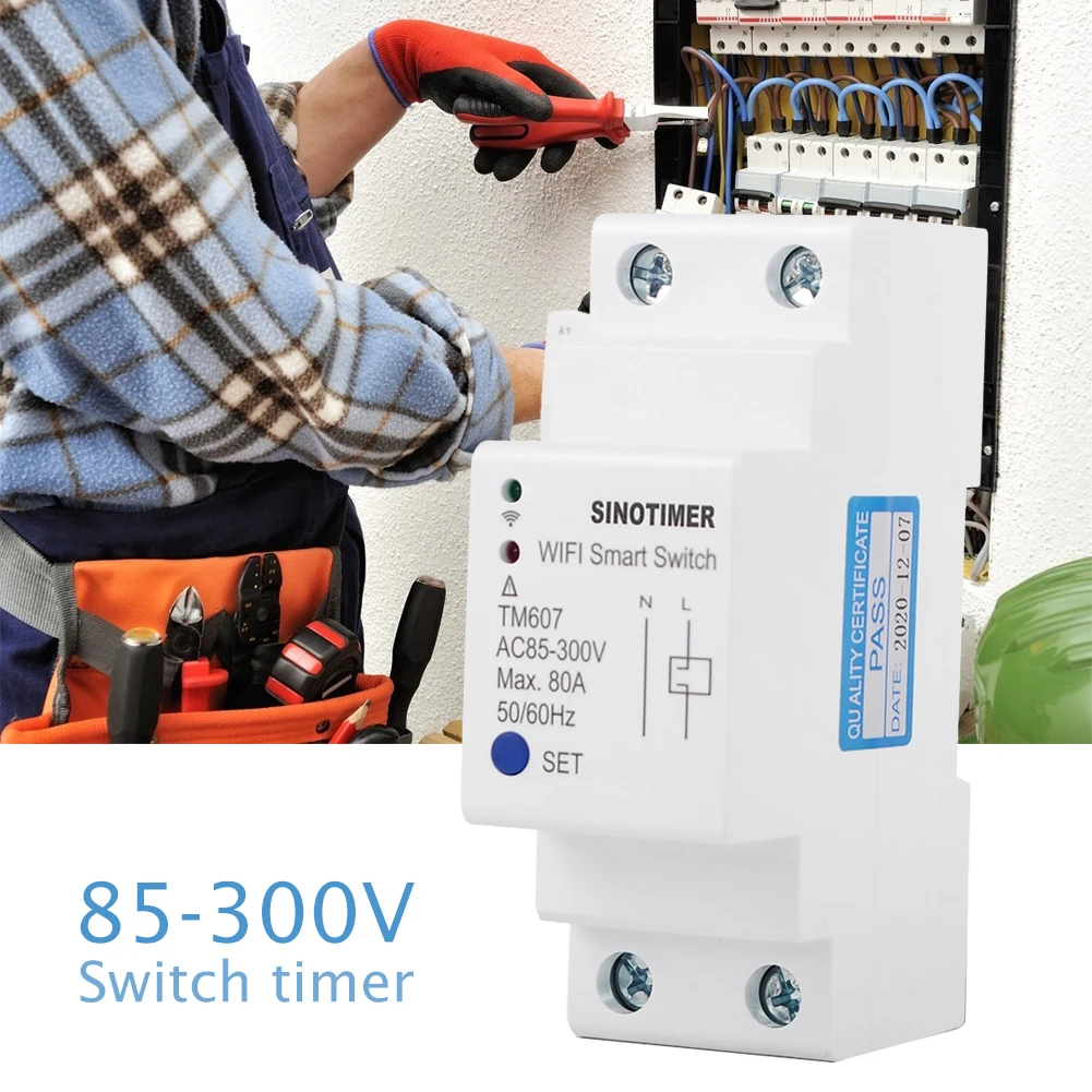 

DIN Rail WiFi Circuit Breaker Smart Timer Switch Relay Remote Control by Tuya Smart Smart Life App Adjust Voltage Relay Control