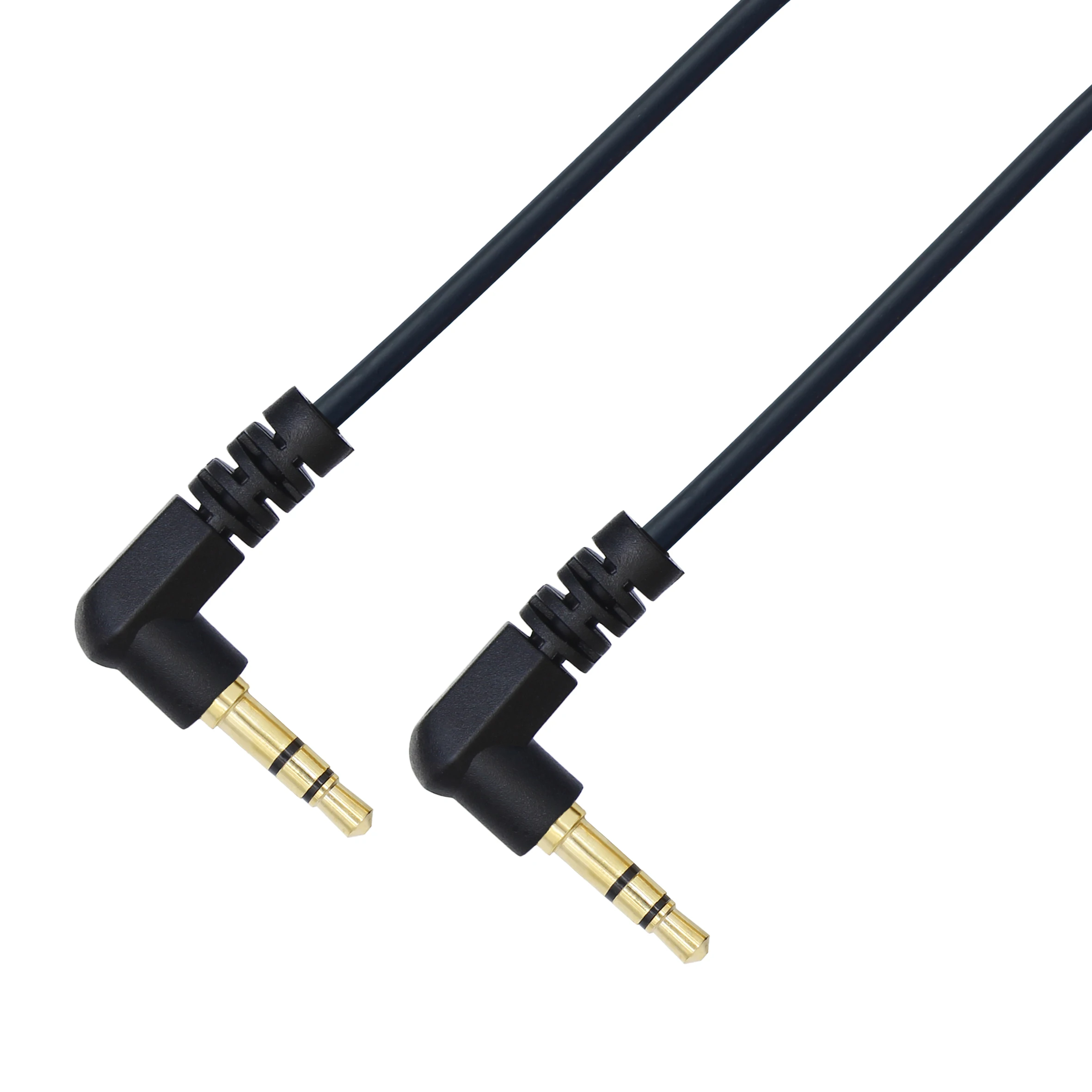 1M 2M 3.5mm Male to Male Stero Audio Cable 90 Degree Angled 3 Pole Car AUX MP3/MP4 Audio Cable