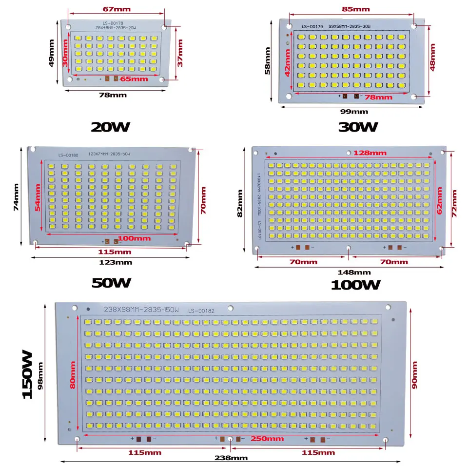 30W 99x58 мм SMD2835 светодиодный PCB прожектор пластина 30 50 100 150 Вт источник света