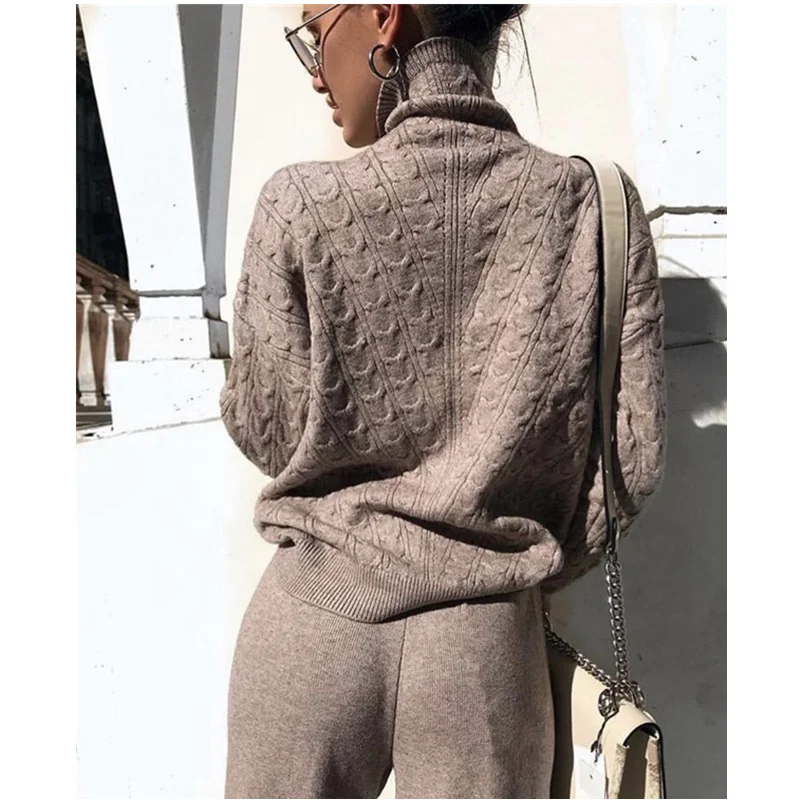 Женский трикотажный комплект из 2 предметов повседневный теплый спортивный