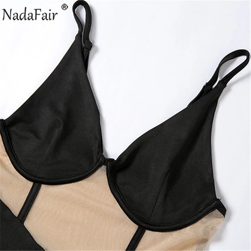 Женское Сетчатое платье Nadafair на бретелях спагетти с V образным вырезом