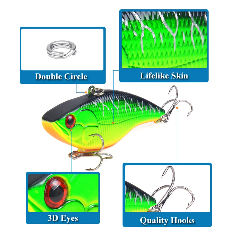 

VIB Fishing Lure 7cm 18.8g Lipless Crankbait Hard Sinking Wobblers Baits for Bass Pike Perch Saltwater Freshwater Fishing
