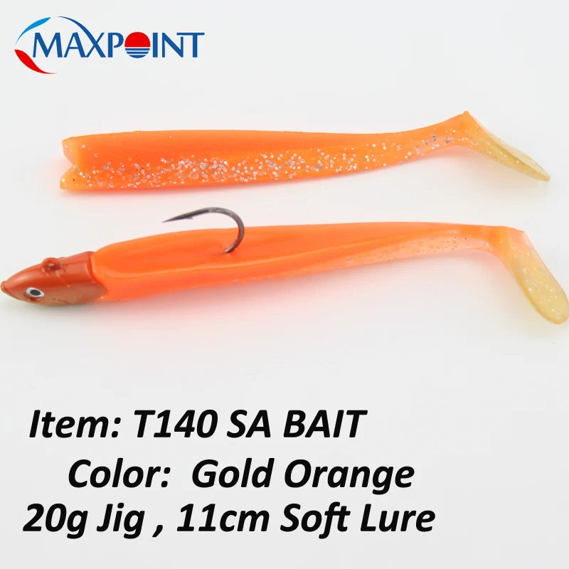 T140ORANGE 11 см набор рыболовных приманок с качающимся хвостом Sayori 140 с 20 г джиг голова каяк мягкие приманки Inshore рыболовные приманки гибкие виниловые - Цвет: T140ORANGE