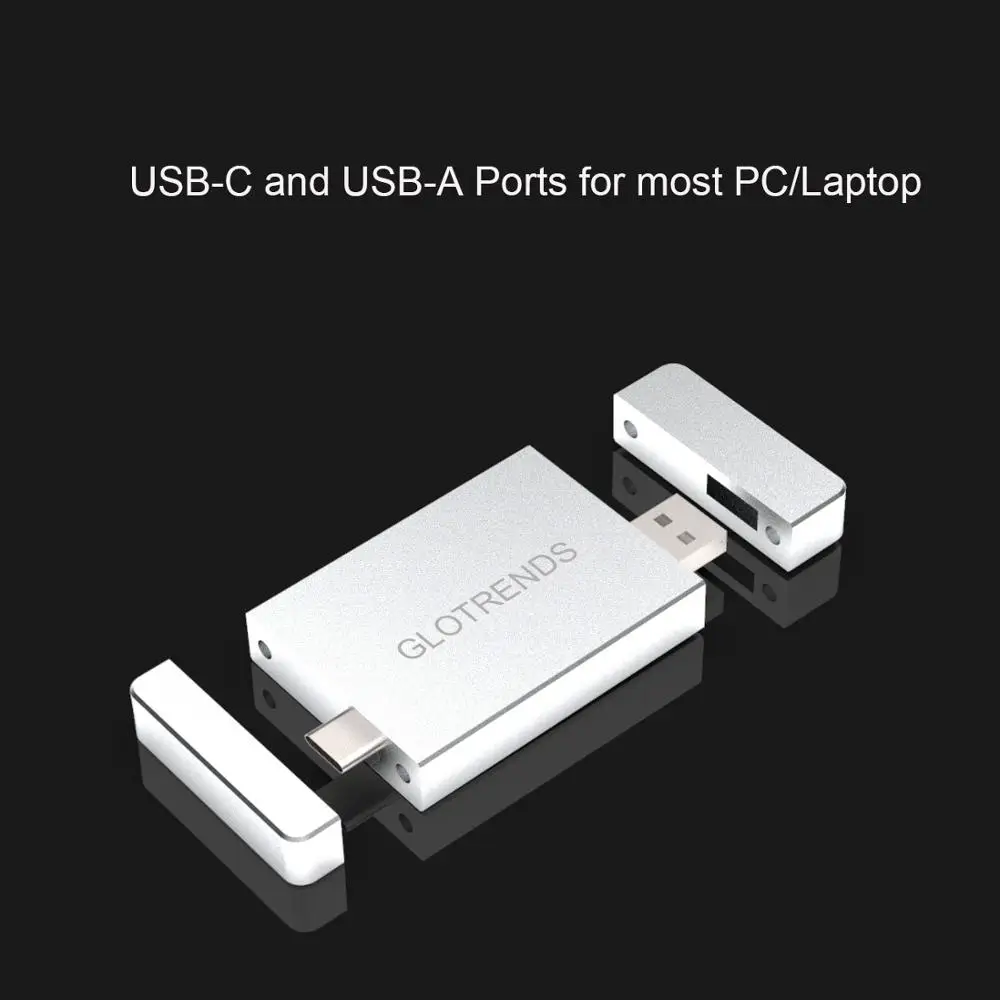 

GLOTRENDS CFexpress Card Reader 2.0 Type-B with USB C and A Port, Full Aluminum Case Silver Color