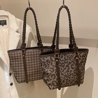 houndstooth large capacity shoulder bags for women handbags luxury brand fashion designer shopping bag ladies casual tote bag