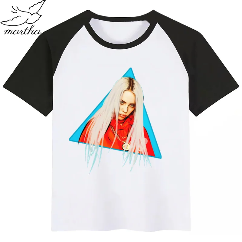BoysGirls Billie Eilish/футболка с мультяшным принтом; детская забавная одежда; детская летняя футболка с короткими рукавами для малышей