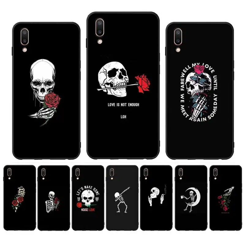 

Cartoon Cute Skull Phone Case Case For Oppo Reno Realme C3 6Pro Cover For vivo Y91C Y17 Y19 Funda Capa