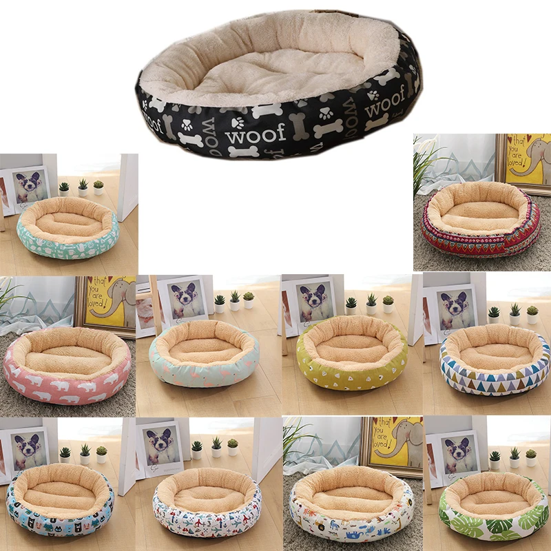 

Soft Round Dog Bed House Long canvas Cat Bed Round Plush Pet Dog Bed For Small Dogs Cats Nest Winter Warm Sleeping Bed Puppy Mat