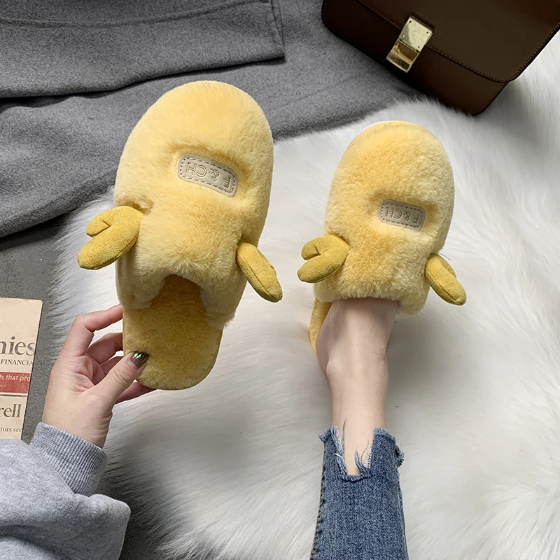 Милые Нескользящие зимние женские тапочки с животными удобные домашние теплые