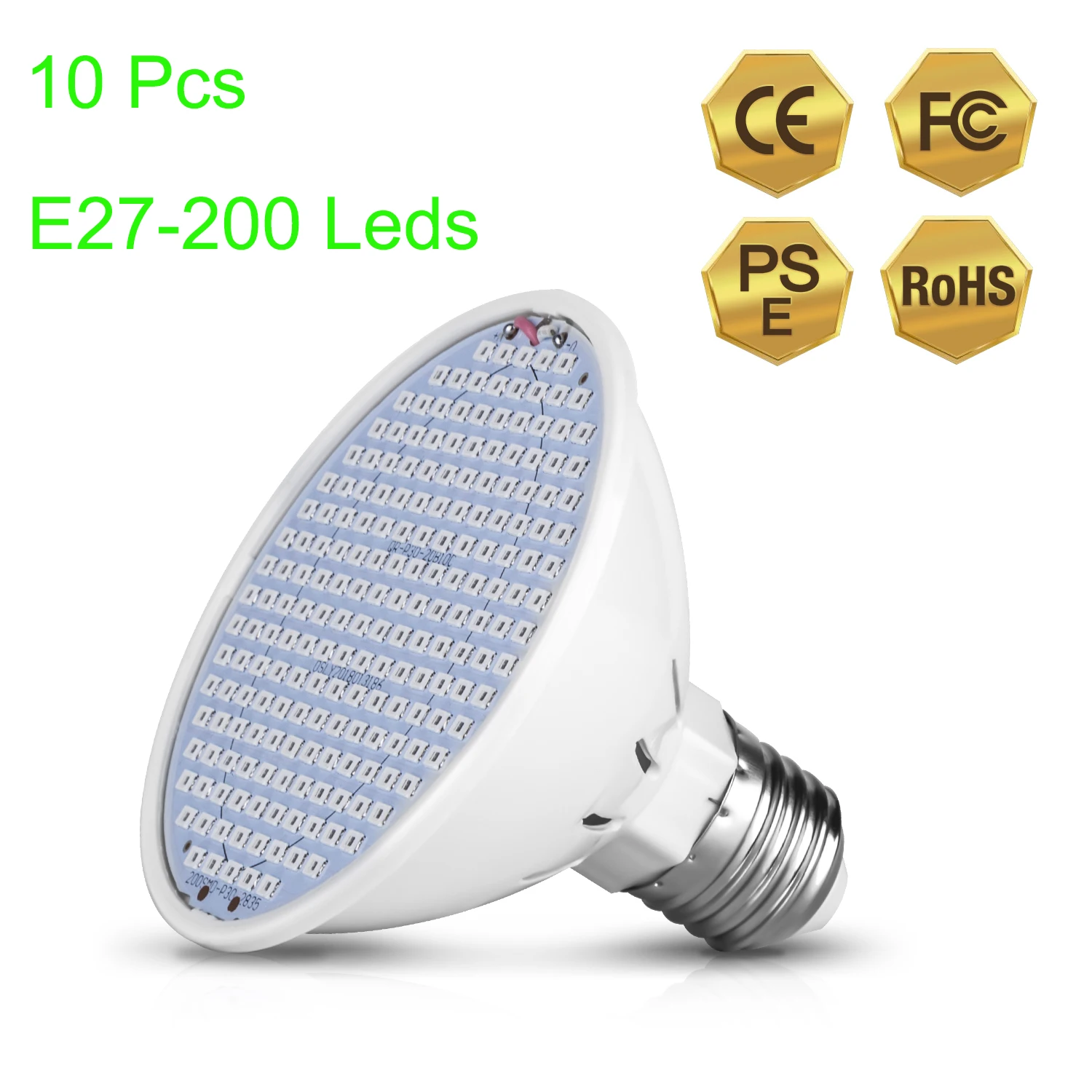 

10 Pcs 200 leds Phyto Lamp Full Spectrum Grow Light E27 Plant Lamp Fitolamp For Indoor Seedlings Flower Fitolampy Grow Tent Box