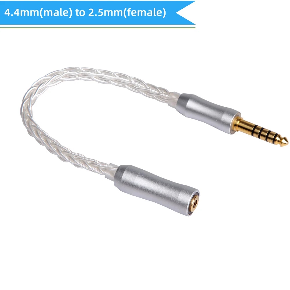 4.4mm to 2.5 mm FDBRO 8 ядро серебрение Медь кабель 2,5/3,5/4,4 мм MaleTo 2,5/3,5/4,4 мм Женский сбалансированный конвертирование аудио кабель провод для наушников - Цвет: 4.4mm to 2.5 mm