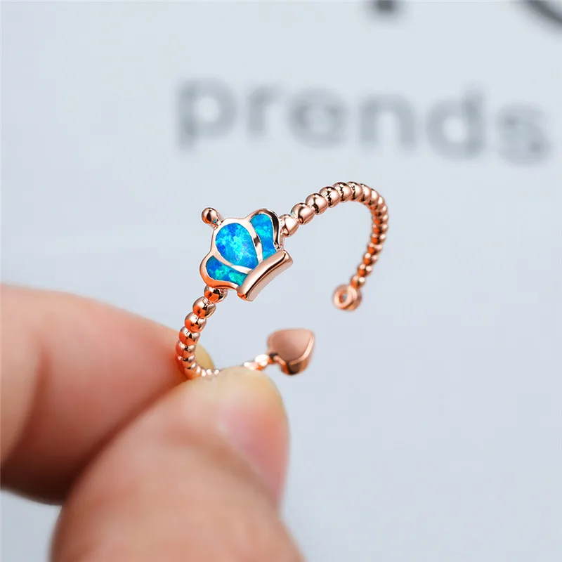 Милые женские обручальные кольца с голубым опалом очаровательные Регулируемые