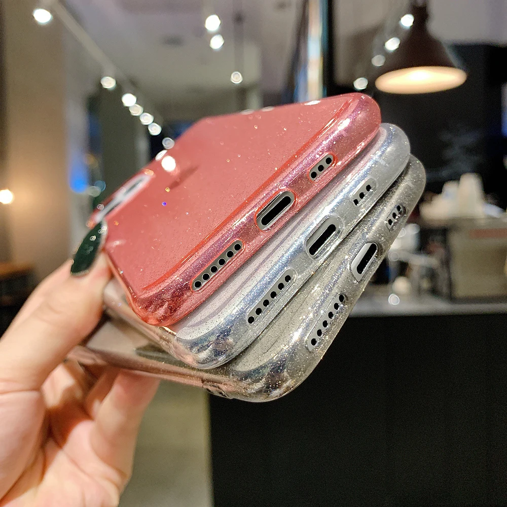 Блестящие прозрачные мягкие силиконовые чехлы из ТПУ для Apple iPhone 11 Pro Max 13 12 Mini 7 8 6 6s