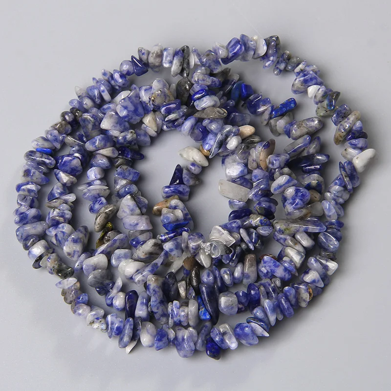 

3-5MM Natural Blue Dot Jaspers Stone Bead Loose Blue White Stone Chip Gravel Bead Jewelry Making DIY Bracelet Necklace Wholesale