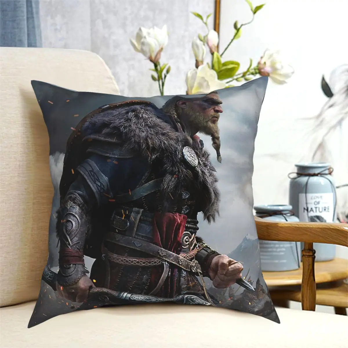 

Eivor Assassins Creed Valhalla(Viking),Vikings Square Pillow Case Polyester Throw Pillow Casual Pillowcover Home Decor