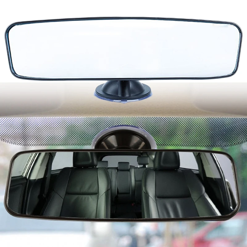 

Car Suction Cup Rearview Mirror 360 Rotation Wide-angle Flat Mirror Adjustable Auto Rear Mirror TPU Sucker 240X65mm