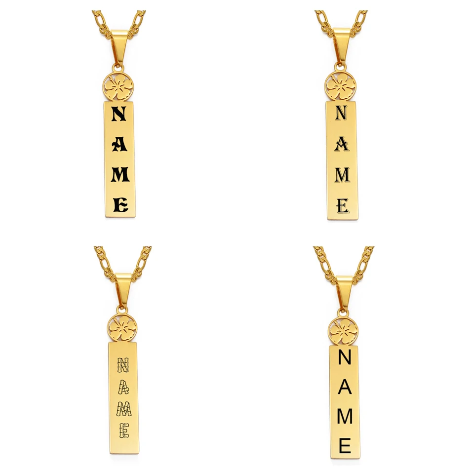 Ожерелья-подвески Anniyo (до 8 букв) с персонализированным именем гавайский цветок