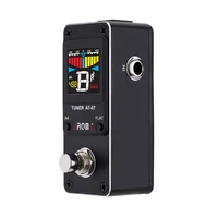 aroma at 07 mini foot guitar tuner effect pedal guitarra chromatic tuning metal shell hd display for stage and studio