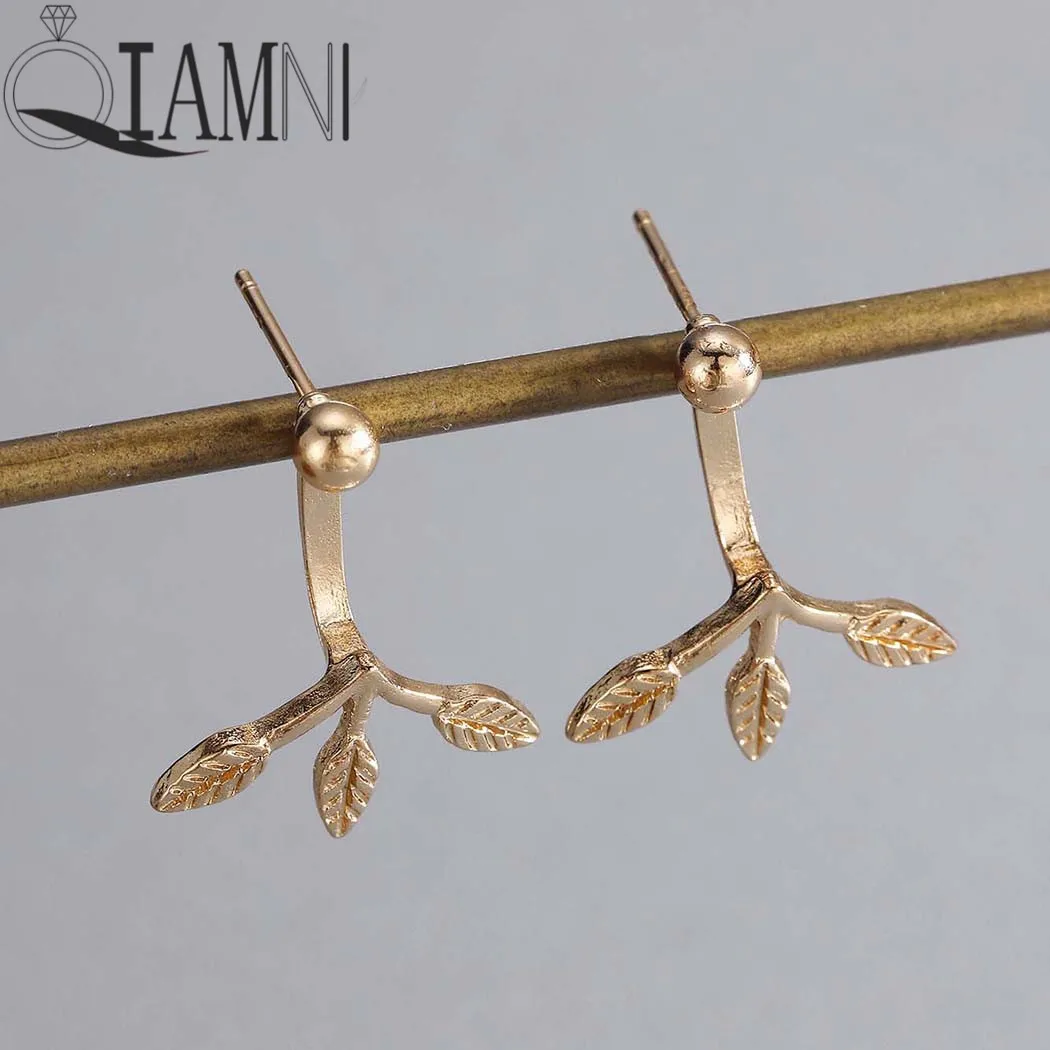 QIAMNI роза цветок и дерево листья серьги-гвоздики ушные куртки подарок матери на