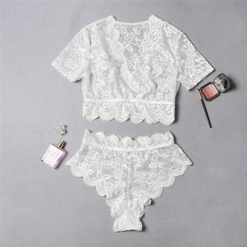 

Sexy lace hook flower stitching sexy lingerie suit
