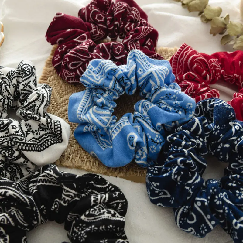 Резинки для волос женские с винтажным принтом хлопковые Завязки в стиле бохо
