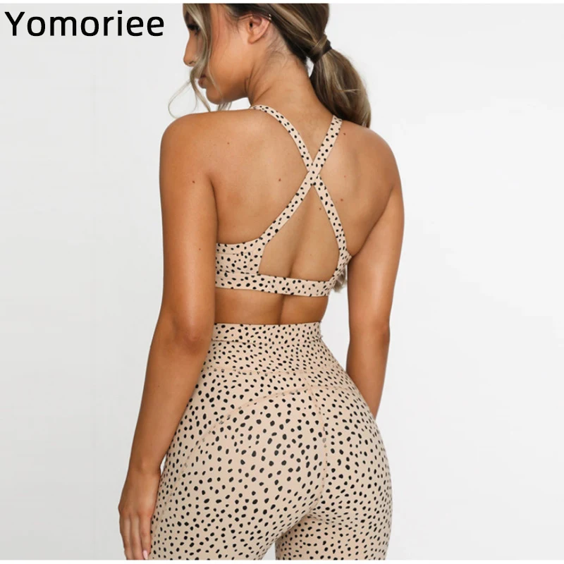 

Женский костюм для йоги и фитнеса с принтом в горошек, с высокой талией