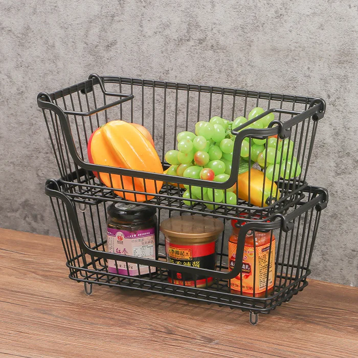 

Stainless Steel Kitchen Storage Basket Snack Vegetable Fruit Cleave Stackable Storage Rack Household Bathroom Shower Frame
