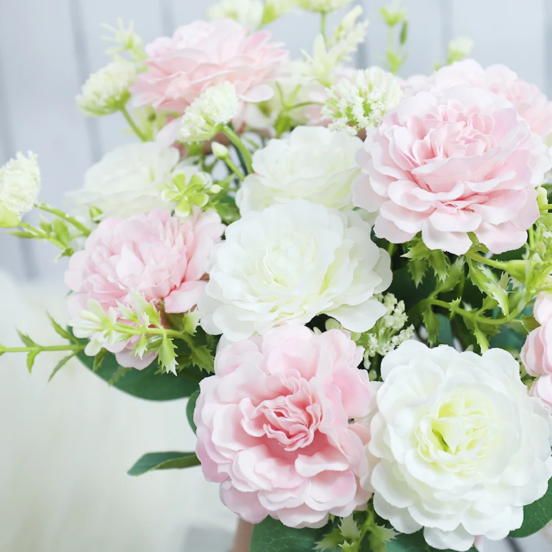 Искусственные цветы высокое качество украшение для свадьбы дома белый Букет