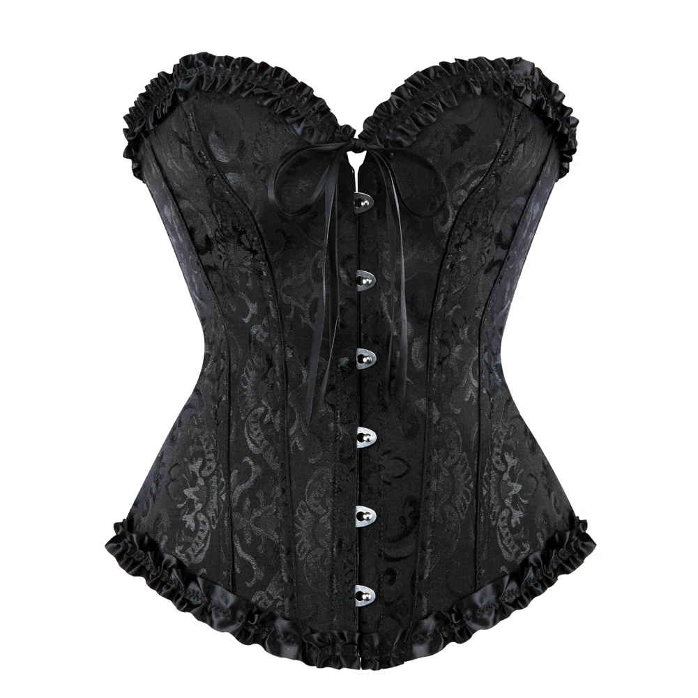 

Corselet for Women Steampunk Plus Size Burlesque Corsets Dress with Skirt Costumes Vintage Striped Lace Up Corset Bustier Shaper