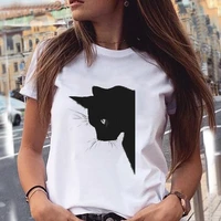 women graphic cat lovely animal fashion short sleeve spring summer cartoon print female clothes tops tees tshirt t shirt