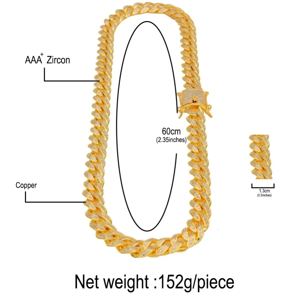 TBTK проложили полный сверкающий циркон золото цепочки и ожерелья Jewelry Costumen для человека Золотой тяжелый подвески, ожерелья цепи панк колье хип хоп