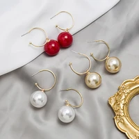 exquisite simple big clear pearl earrings round white simulation pearl earrings jewelry classic earrings for women elegant gifts