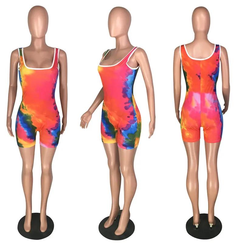 

Home Casual Tie Dye Tight Fit Jumpsuit Women's Jumpsuit Pajamas Casual Clothing Summer Exercise Sports Cycling Walking Jumpsuit