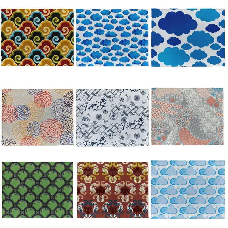 

1pcs Xiangyun Pattern Placemat Dining Table Mats Drink Coasters Cotton Linen Pads Cup Mats 42*32cm Kitchen Accessories Mats