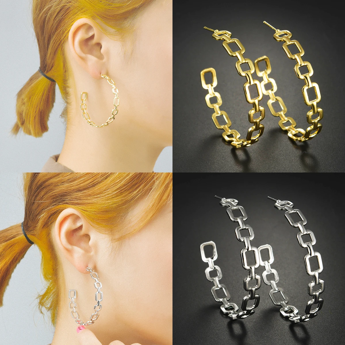 

1Pair Exaggerated Gold Silvery Hollow Fashion Big Circle Hoop Earrings Party Round Loop Earring for Women Jewelry Gifts