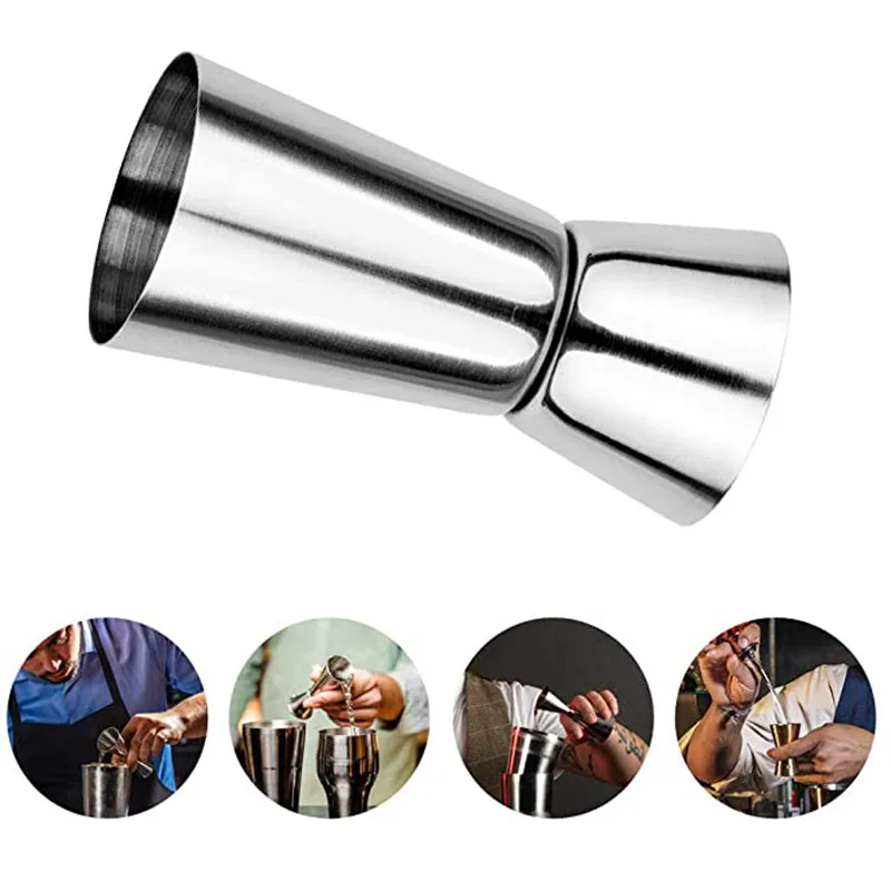 Шейкер для коктейлей из нержавеющей стали с двойной головкой 15/30 мл or20/40 серебро