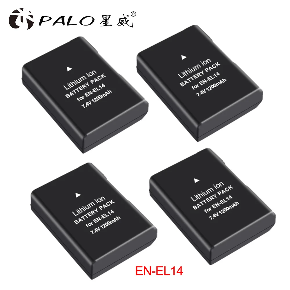 4pcs battery PALO 1 шт. EN-EL14 цифровая камера Батарея 7,4 V RU el14 акумуляторная батарея адаптер переменного тока для Nikon df d3400 d5300 d3100 d5600/5500/5200/3300 P7000/7100 и т. д - Цвет: 4pcs battery