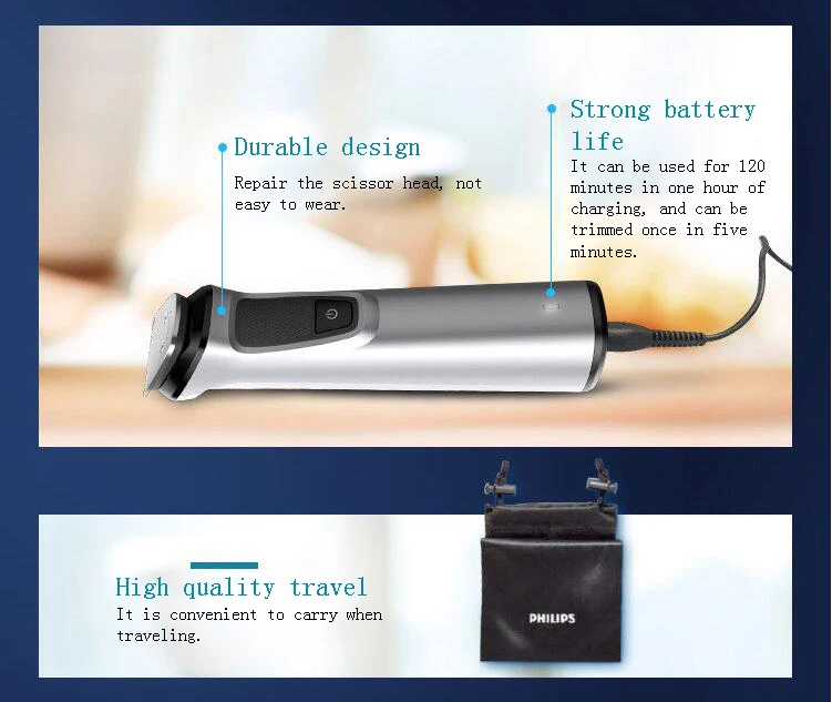 Philips Mg7720 машинка для стрижки волос электробритва с перезаряжаемой литий-ионной батареей бритва 120 мин беспроводное использование/1 ч Зарядка для мужчин