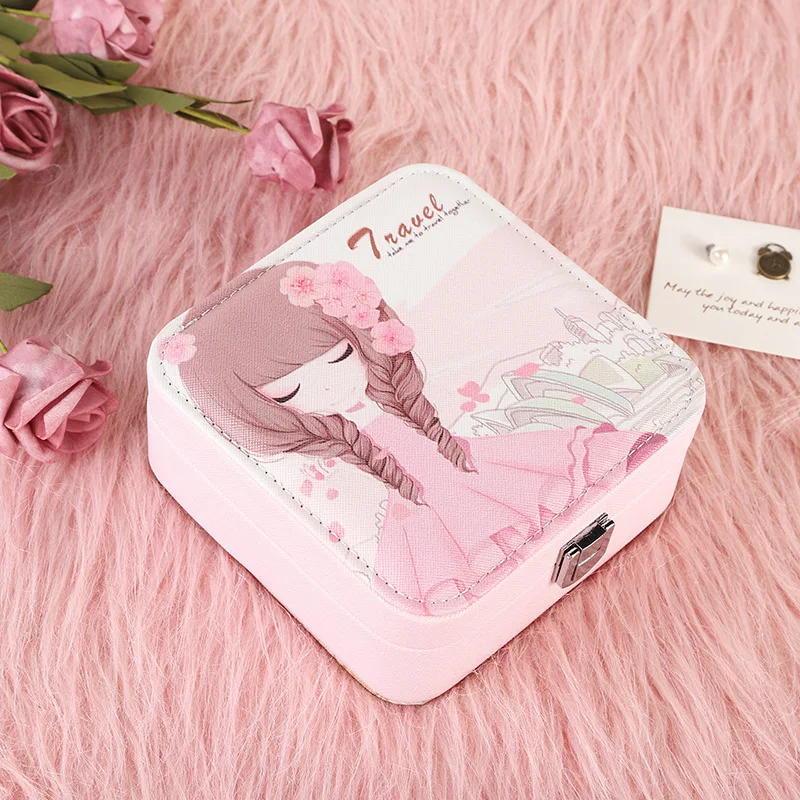 Уличная дорожная простая портативная шкатулка для драгоценностей с зеркалом