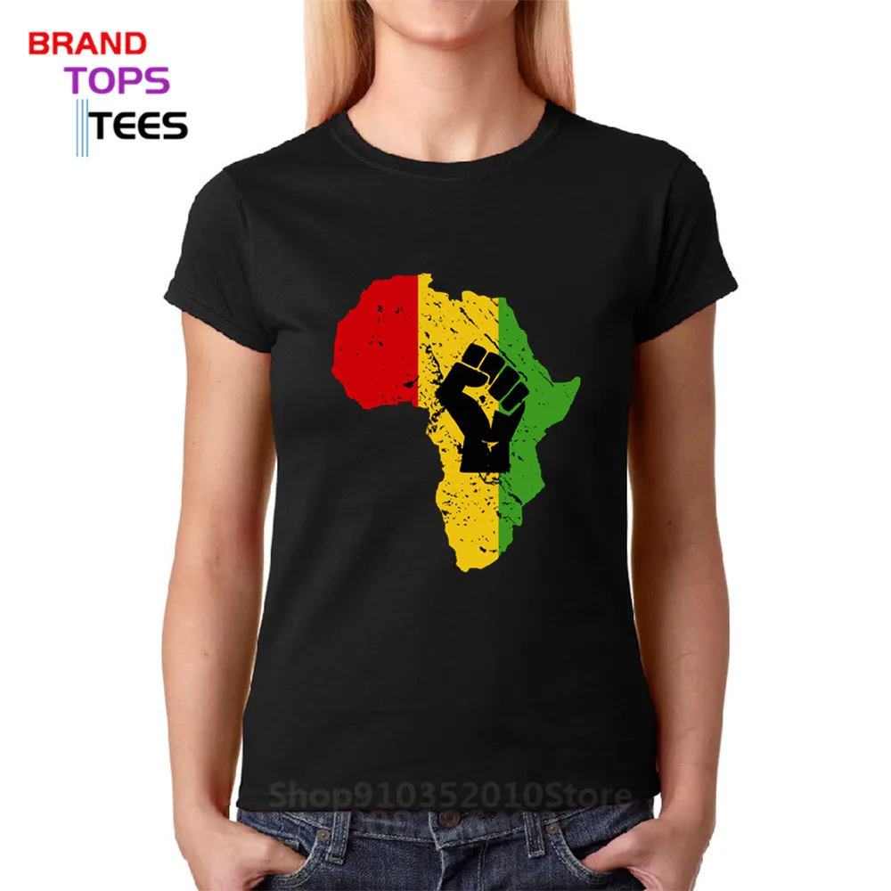 Состаренные винтажные Топы Rastafari африканская сила кулак женская футболка Rasta