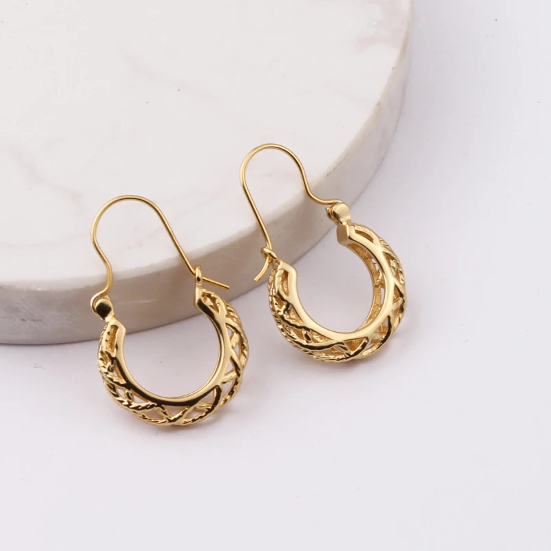 925 Sterling Silver Hoop Earrings Female Long Temperament Hollow French Retro Ins Fashion Trend All-Match Jewelry