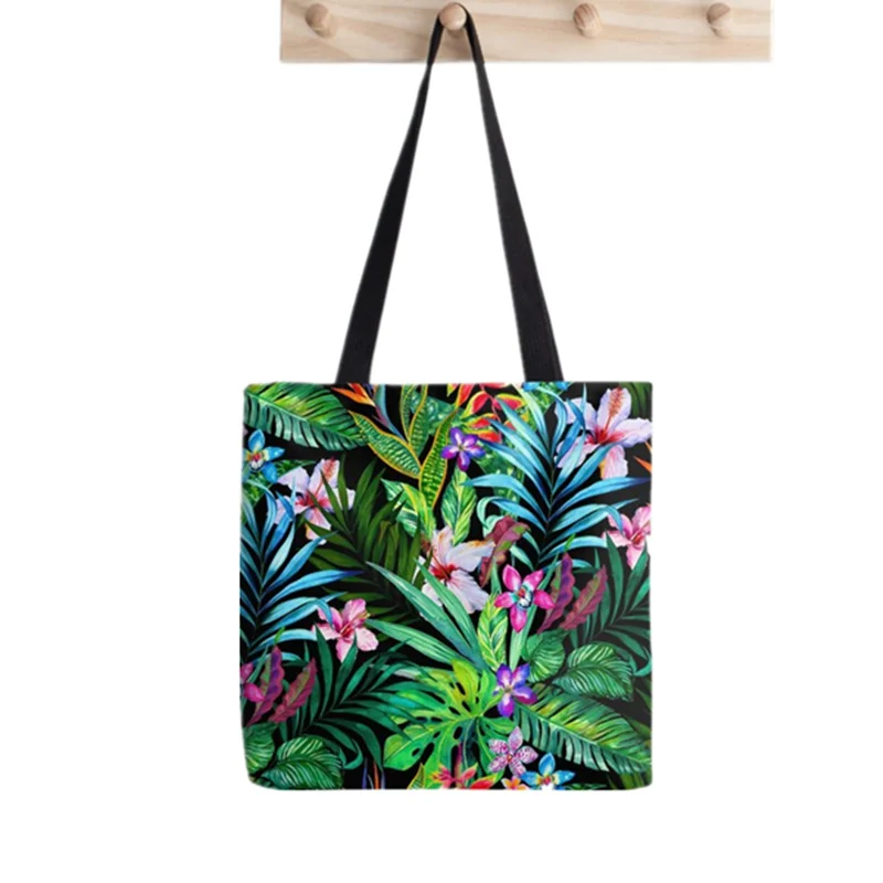 

Shopper Tropical Fest Green bush Printed Tote Bag women Harajuku shopper handbag girl Shoulder shopping bag Lady Canvas Bag