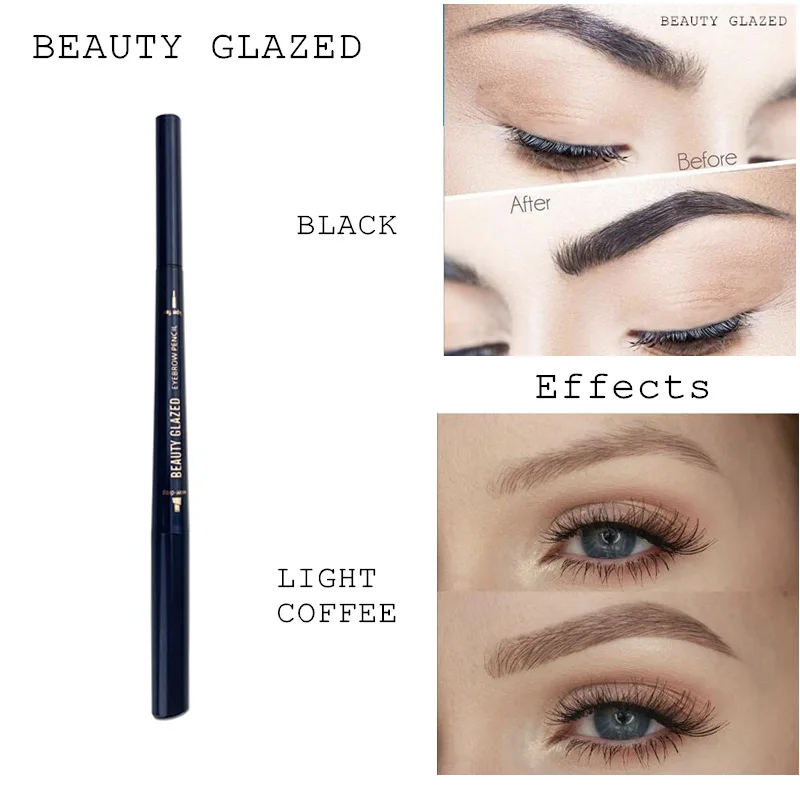 Beauty Glazed карандаш для бровей водостойкий Стойкий черный коричневый с двойным