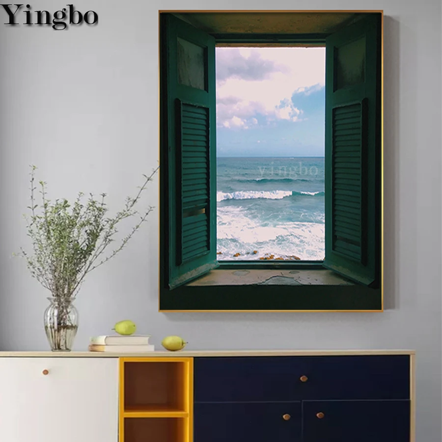 Алмазная вышивка вид на окно 5D сделай сам алмазная живопись полный квадрат