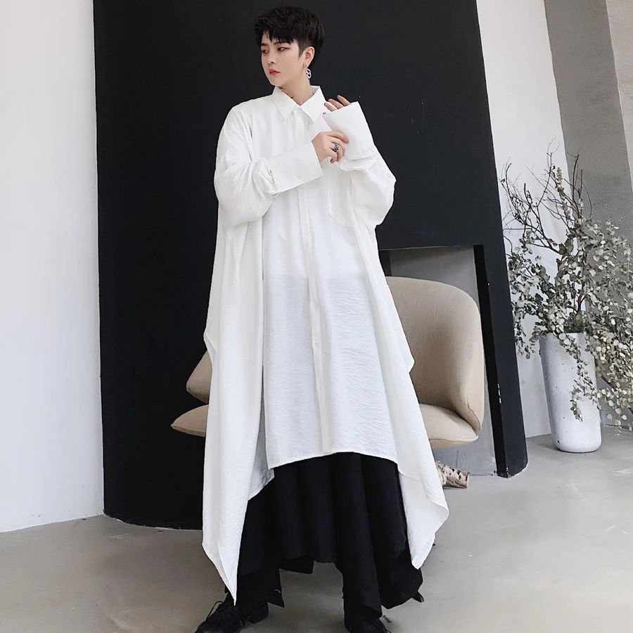 Мужская длинная свободная рубашка, уличная одежда с длинным рукавом, мужская рубашка-карго, винтажная модная строгая Классическая рубашка, блузка большого размера