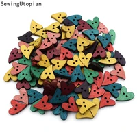 100pcs mixed handmade mixed lovely heart 2 holes multicolor wood sewing buttons scrapbooking 20x18mm wooden button