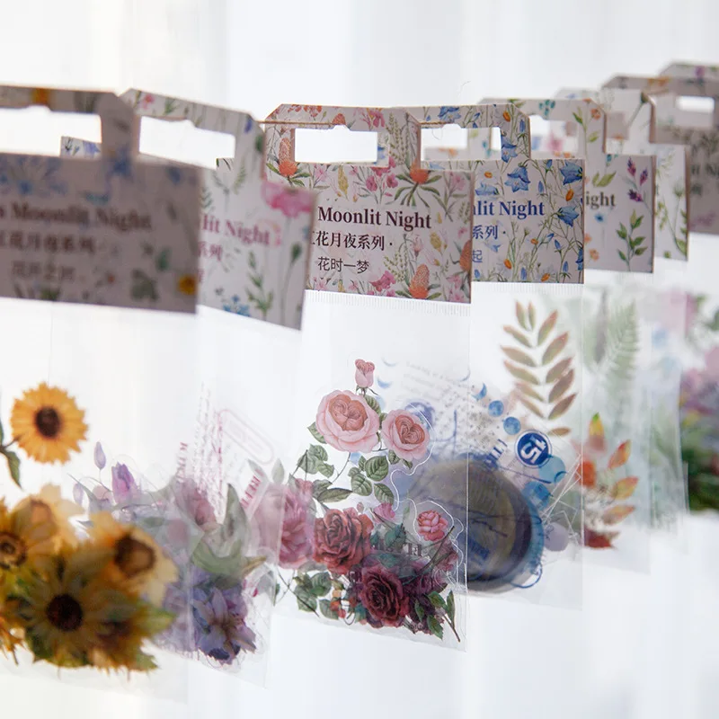 30 шт./упак. прозрачная ПЭТ декоративные наклейки с изображениями цветов и