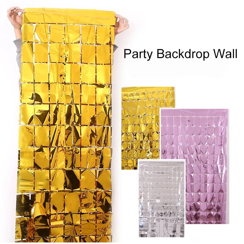 

1X2m Party Decoration Backdrop Foil Tassel Curtain Birthday Glitter Curtain Shimmer Wall Wedding Backdrops Curtain Sequin Wall